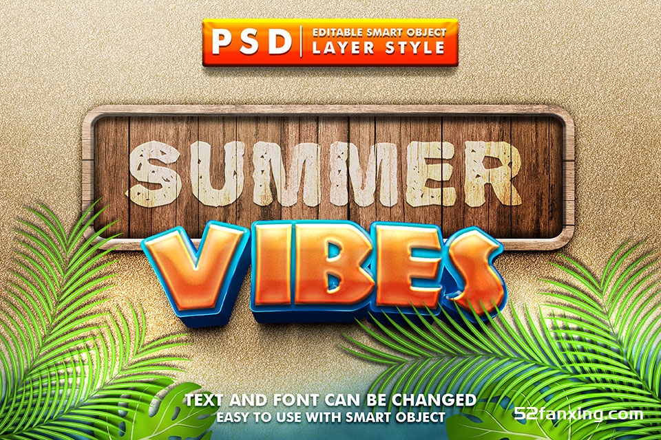 夏季3D广告海报9款文字效果样式PSD格式