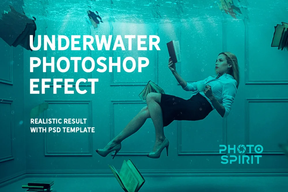 19个水下摄影效果叠加图层PS模板 Underwater Photoshop Effect