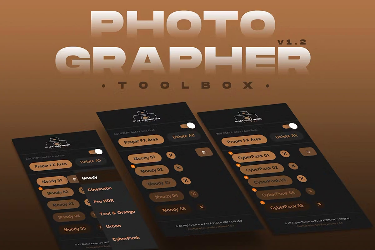 摄影后期风光人像赛博朋克电影等风格调色工具箱 Photographer ToolBox v1.3 汉化版