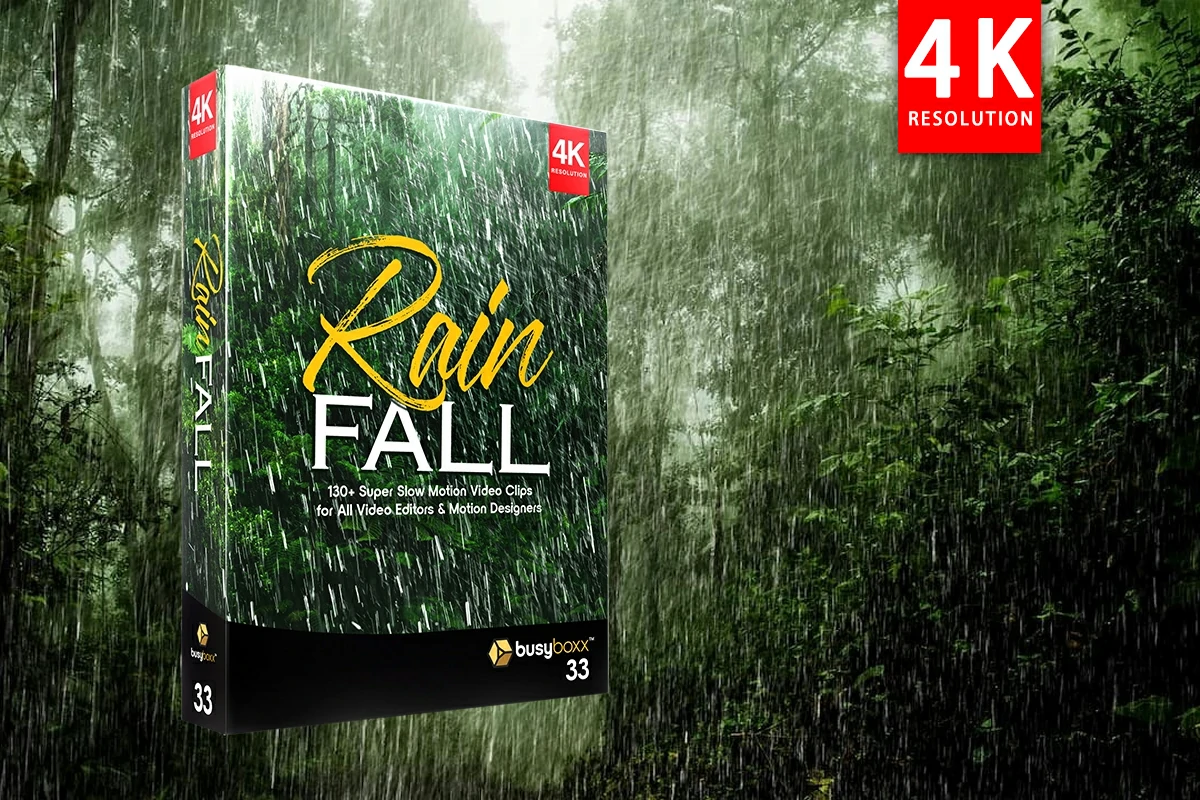 4K视频素材|133个雨珠水滴雨落下雨特效素材 BBV33 Rain Fall