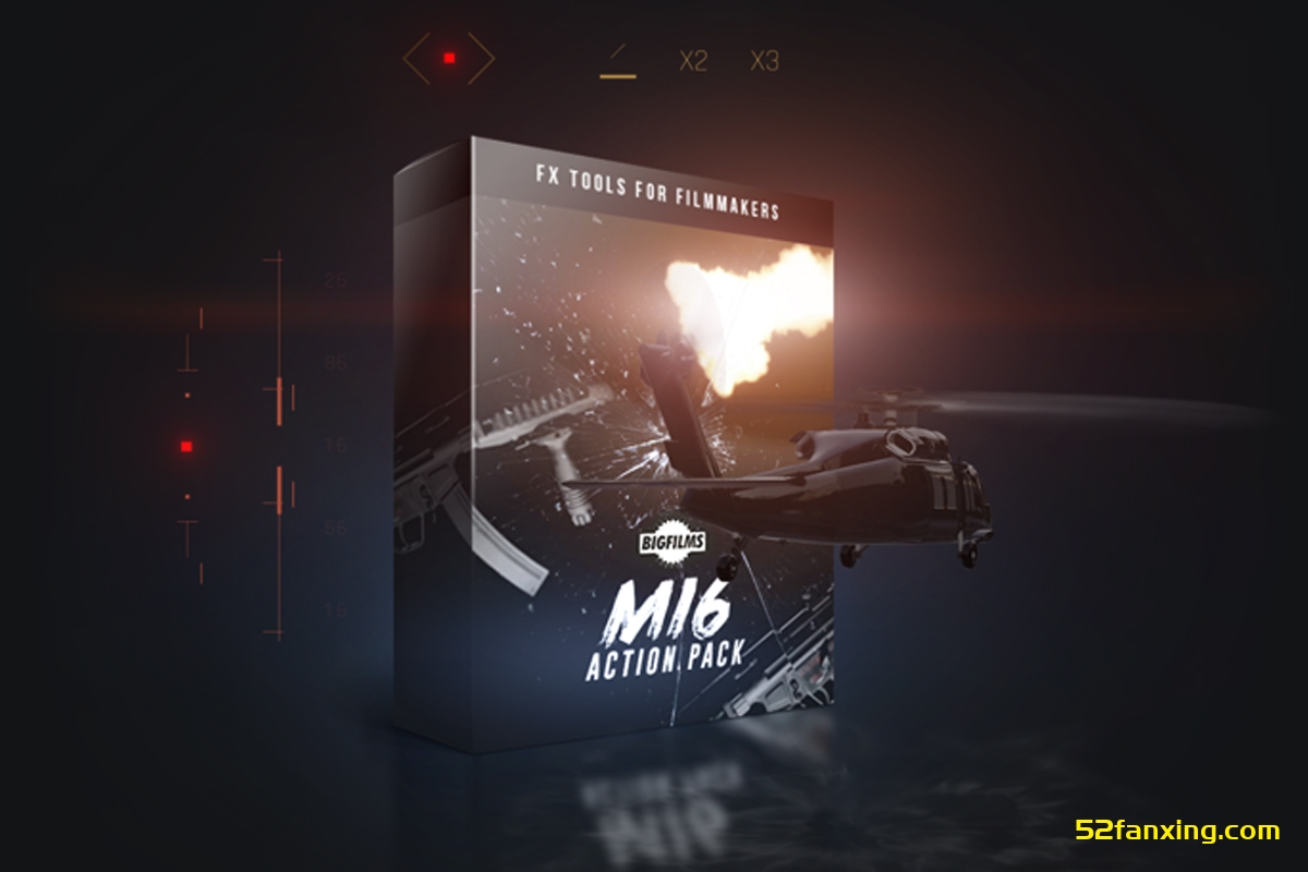 【4K视频素材】456个动作电影枪口闪光瞄准射击破坏弹孔血液特效动画 MI6 Action Pack